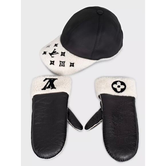 Louis Vuitton Lambskin Cap and Glove Set - Size M - Picture 1 of 8